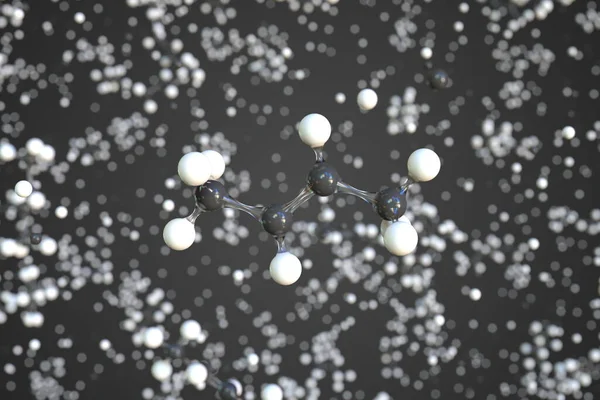 Butadienresinmolekyl, konseptuell molekylær modell. Vitenskapelig 3d smelting – stockfoto