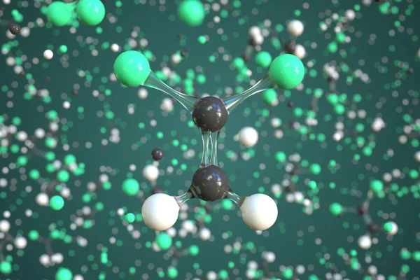 塩化ビニリデン分子、科学的分子モデル、 3Dレンダリング — ストック写真