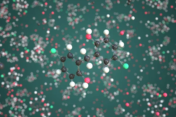 Dichlorfenová molekula, vědecký molekulární model, 3D vykreslování — Stock fotografie