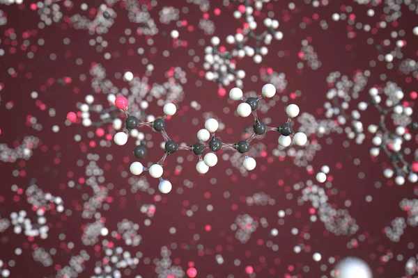 Cząsteczka cytrusowa zrobiona z kulek, naukowy model molekularny. Chemiczne renderowanie 3d — Zdjęcie stockowe