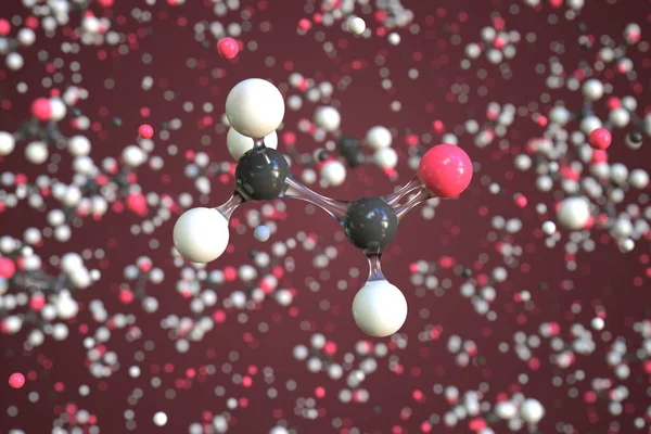 アセトアルデヒド分子、概念分子モデル。概念的な3Dレンダリング — ストック写真