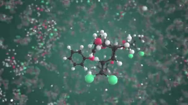 Molécula genérica de permetrina. Modelo molecular. Looping animación 3d sin costuras — Vídeo de stock