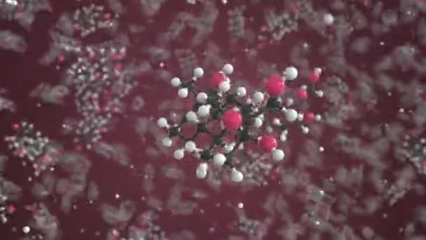 Molekyler av generisk prednisolon. Molekylär modell, looping sömlös 3D-animation — Stockvideo