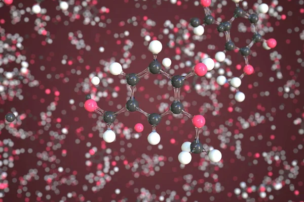Молекула Ваніліна, наукова молекулярна модель, 3d рендеринг — стокове фото