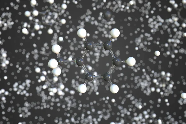 Молекула толуола, концептуальная молекулярная модель. Химический трехмерный рендеринг — стоковое фото