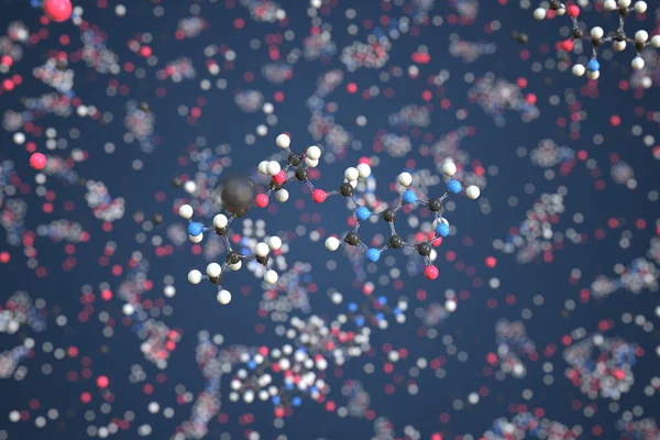 Molekül von Valganciclovir. Molekulares Modell, konzeptuelles 3D-Rendering — Stockfoto