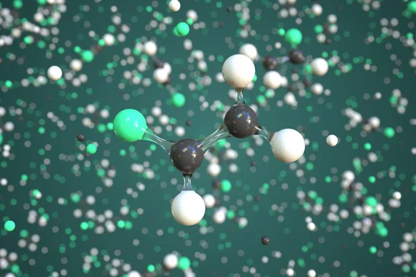 Molécule de fluoroéthylène, modèle moléculaire conceptuel. rendu chimique 3d — Photo