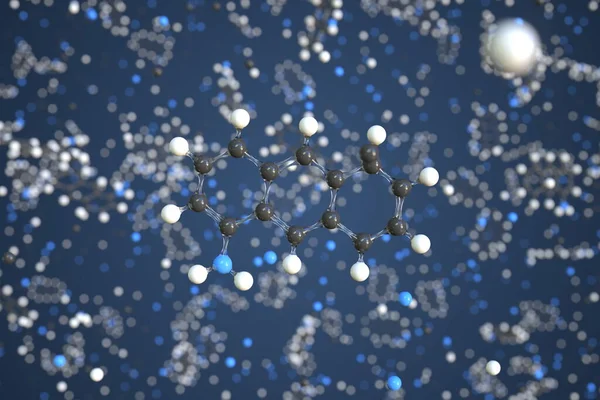 花青素分子，概念分子模型。概念3d渲染 — 图库照片