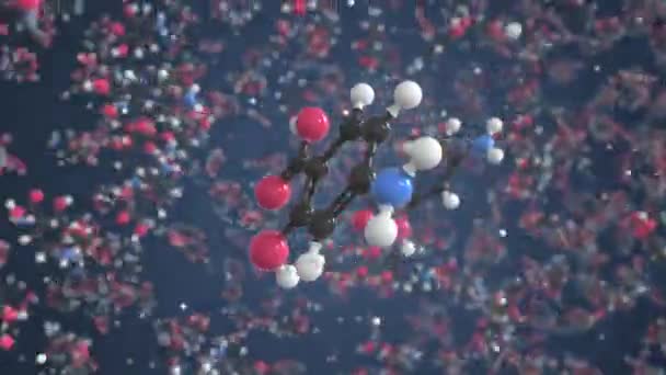 Molekula kyseliny P-aminosalicylové. Molekulární model, smyčka bezešvé 3D animace — Stock video