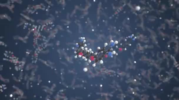 De mol van Pentamidine. Moleculair model, lussen naadloze 3d animatie — Stockvideo
