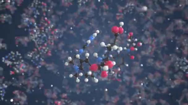 Molecuul van methotrexaat. Moleculair model, lussen naadloze 3d animatie — Stockvideo