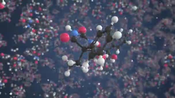 Молекула фенобарбіталу. Молекулярна модель, циклічна безшовна 3d анімація — стокове відео