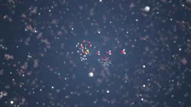 Meropenem molekula. Molekuláris modell, zökkenőmentes 3D animáció — Stock videók