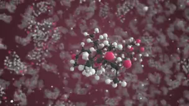 Medroxiprogesterona molécula de acetato. Modelo molecular. Looping animación 3d sin costuras — Vídeo de stock