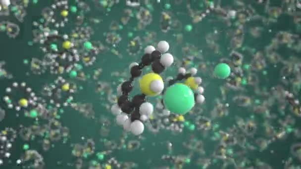 Molécule de chlorure de méthylthioninium. Modèle moléculaire. Boucle sans couture animation 3d — Video