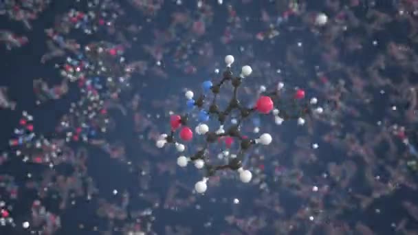 Molecuul van Mebendazol. Moleculair model, lussen naadloze 3d animatie — Stockvideo