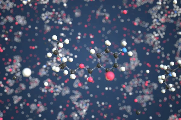 Molécule de procaïne faite avec des boules, modèle moléculaire conceptuel. rendu chimique 3d — Photo