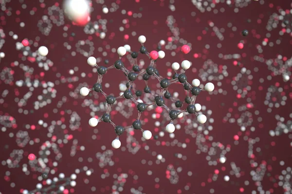 Benzantron molekula. Fogalmi molekuláris modell. Kémiai 3D-s kiolvasztás — Stock Fotó