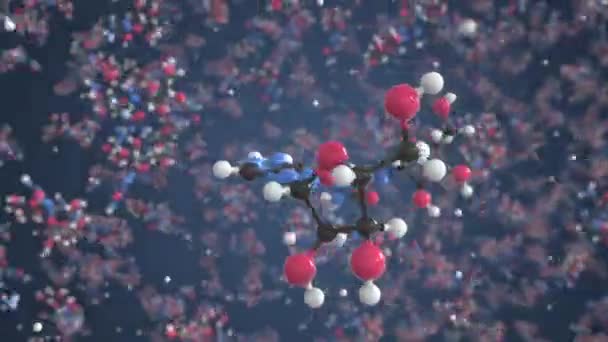 Molekula ribavirinu. Molekulární model. Smyčka plynulé 3D animace — Stock video