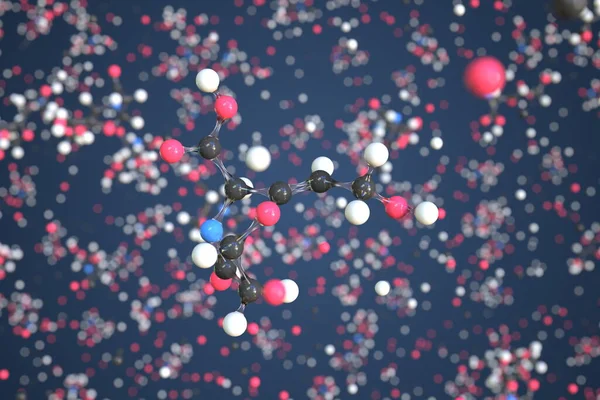 クラブラン酸分子。概念分子モデル。化学3Dレンダリング — ストック写真