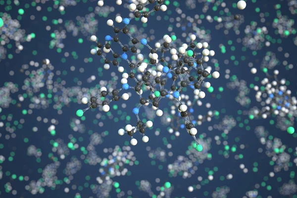クロファジミンの分子。分子モデル、概念的な3Dレンダリング — ストック写真
