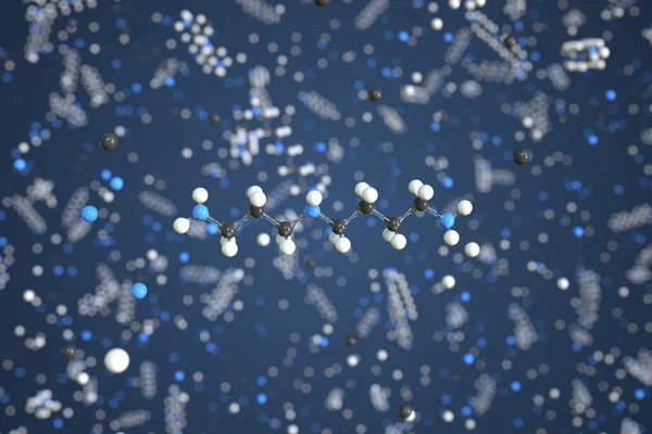 Spermidinová molekula vyrobená z kuliček, vědecký molekulární model. Chemické 3D vykreslování — Stock fotografie