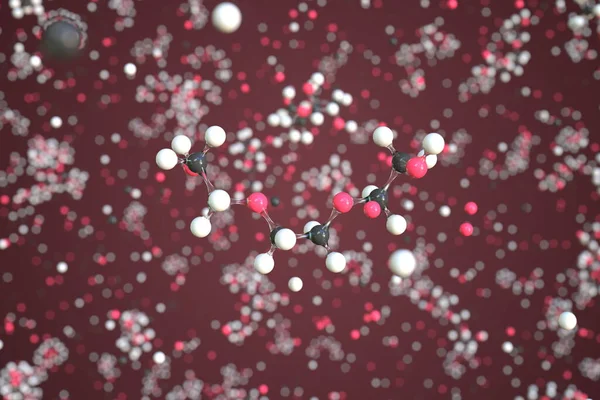 Trietilén-glikol molekula golyókkal, koncepcionális molekuláris modell. Kémiai 3D-s kiolvasztás — Stock Fotó
