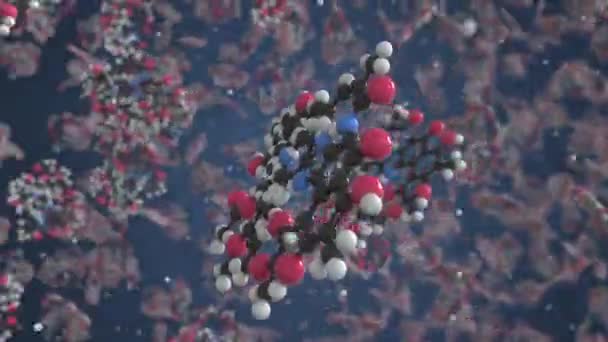 Rifabutinmolekylen. Molekylär modell. Sömlös 3D-animering — Stockvideo