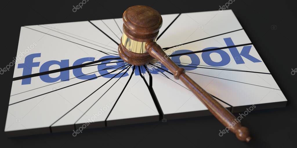Judges gavel and broken logo 3d