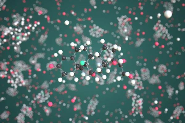 Molekül von Fludrocortison. Molekulares Modell, konzeptuelles 3D-Rendering — Stockfoto