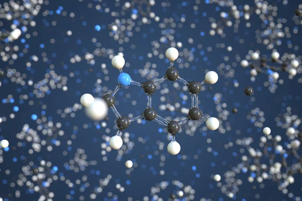 Molécule d'indole, modèle moléculaire conceptuel. Rendement 3d scientifique — Photo