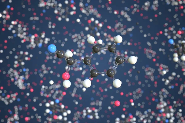 Mandelitril-Molekül, wissenschaftliches Molekularmodell, 3D-Rendering — Stockfoto