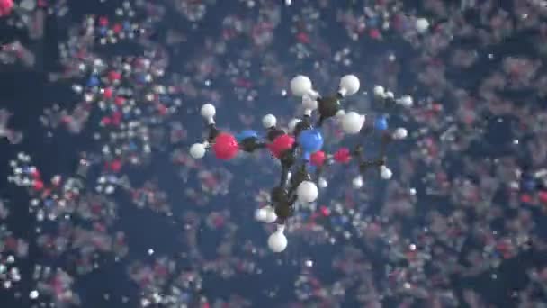 Pyridostigminemolecuul. Moleculair model. Looping naadloze 3D-animatie — Stockvideo