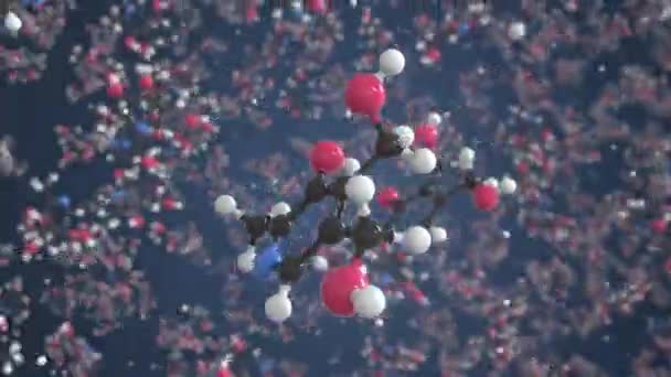 Molécula de piridoxina. Modelo molecular. Looping animación 3d sin costuras — Vídeos de Stock