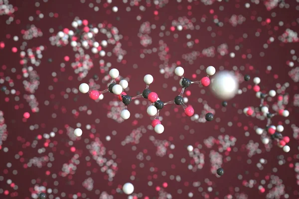 Molécule de fructose, modèle moléculaire conceptuel. rendu chimique 3d — Photo