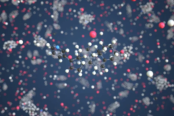 Molecola di abiraterone. Modello molecolare concettuale. Rendering chimico 3d — Foto Stock