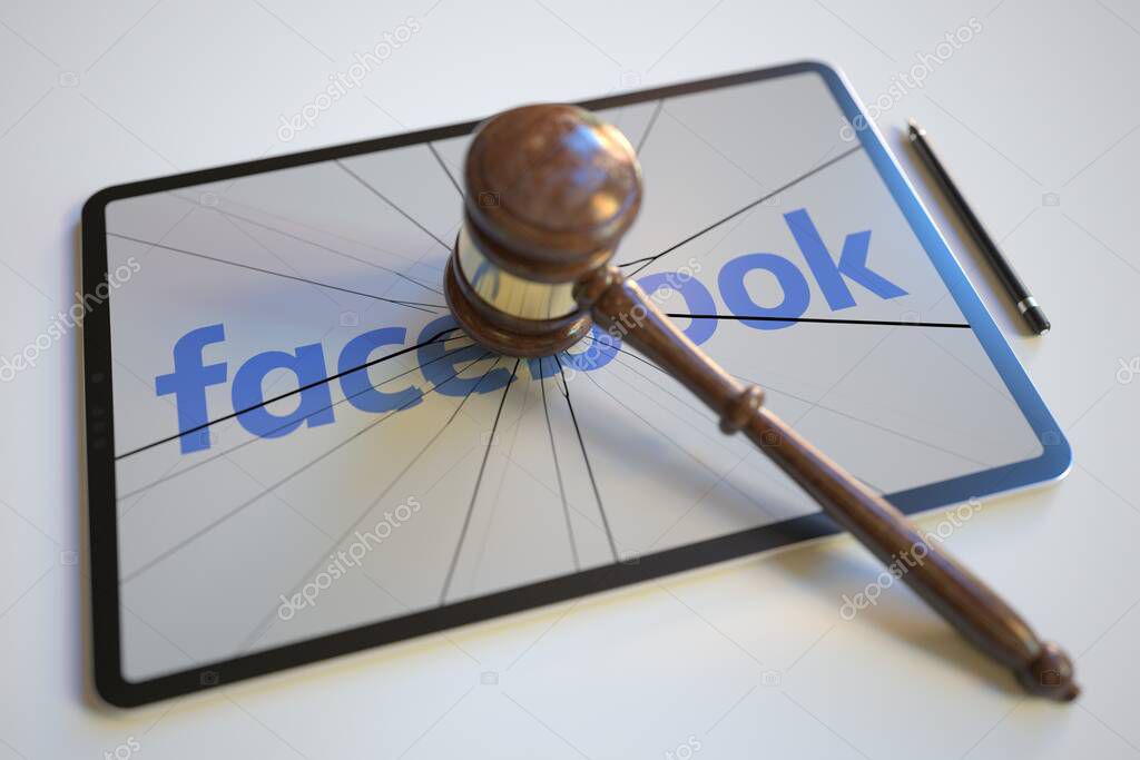 Judges gavel and broken logo 3d
