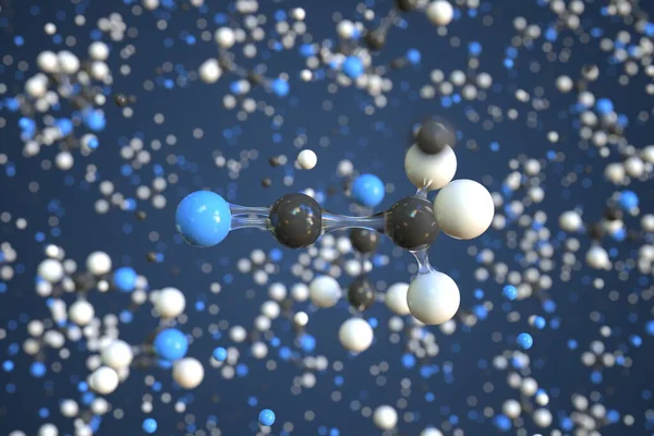 Molécule d'acétonitrile, modèle moléculaire conceptuel. Conceptuel rendu 3d — Photo
