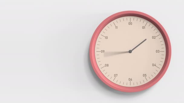 Orologio su parete bianca, animazione in loop 3D — Video Stock