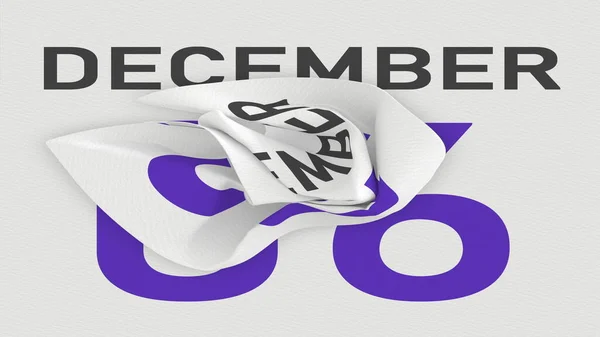 6 december datum bakom skrynklig papperssida i en kalender, 3D-rendering — Stockfoto