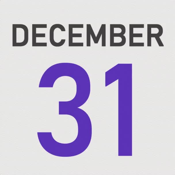 1er janvier date derrière la page papier froissée d'un calendrier, animation 3d — Video