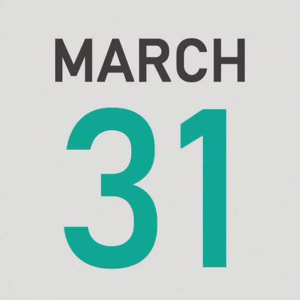 1. April Datum hinter zerrissenem Kalenderblatt, 3D-Animation — Stockvideo