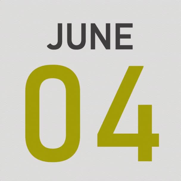 5 июня дата за скомканной бумажной страницей календаря, 3D анимация — стоковое видео