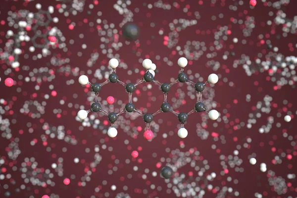Molekuła antronu, konceptualny model molekularny. Pojęcie renderowania 3d — Zdjęcie stockowe