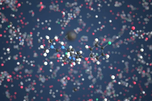 クロロキソン分子、概念分子モデル。化学3Dレンダリング — ストック写真