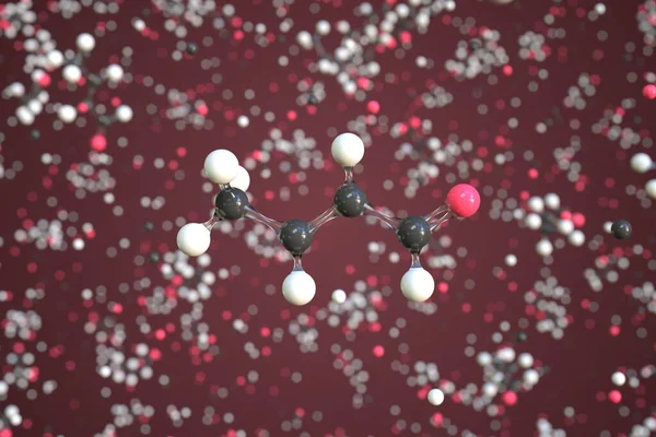 克伦醛分子，概念分子模型。化学3D渲染 — 图库照片