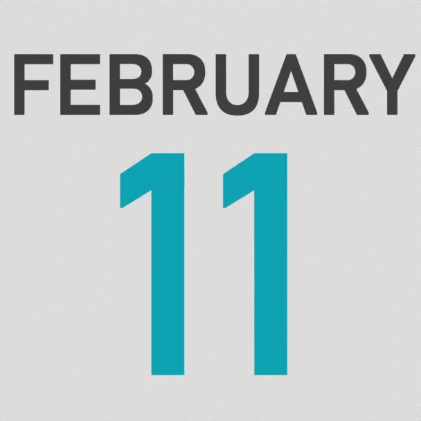 12 februari datum bakom en trasig sida i en kalender, 3D-animation — Stockvideo