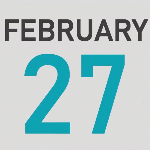 28 de fevereiro data atrás da página de papel amassada de um calendário, animação 3d — Vídeo de Stock