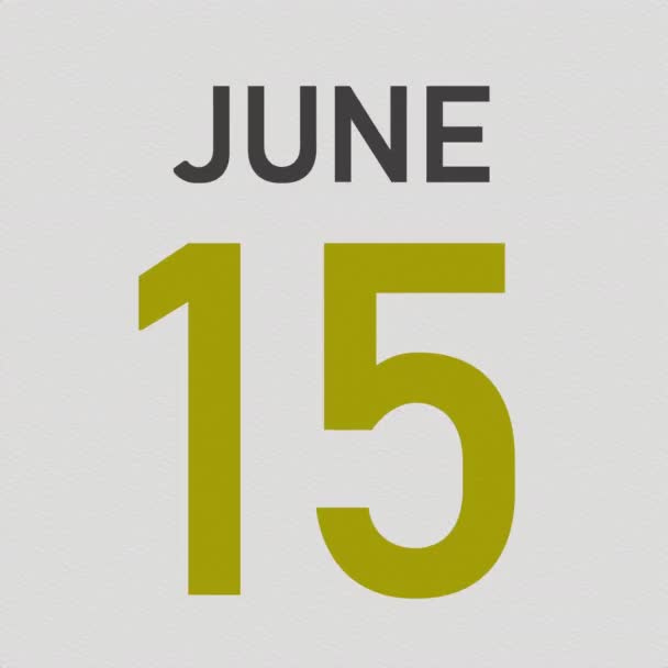 June 16 date behind crumpled paper page of a calendar, 3d animation — Stock Video