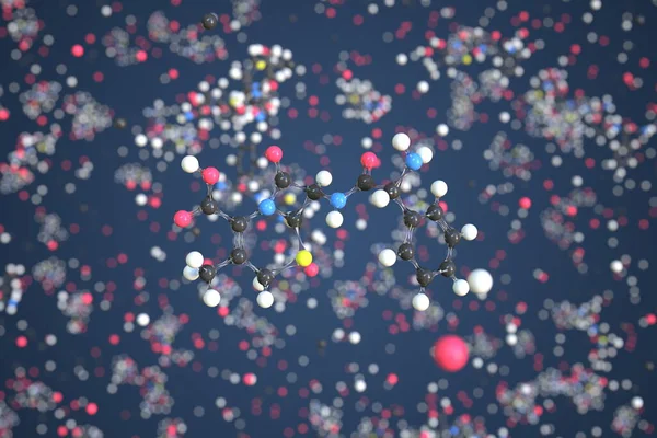 Molécula de Cefalexina. Modelo molecular, conceitual 3d renderização — Fotografia de Stock